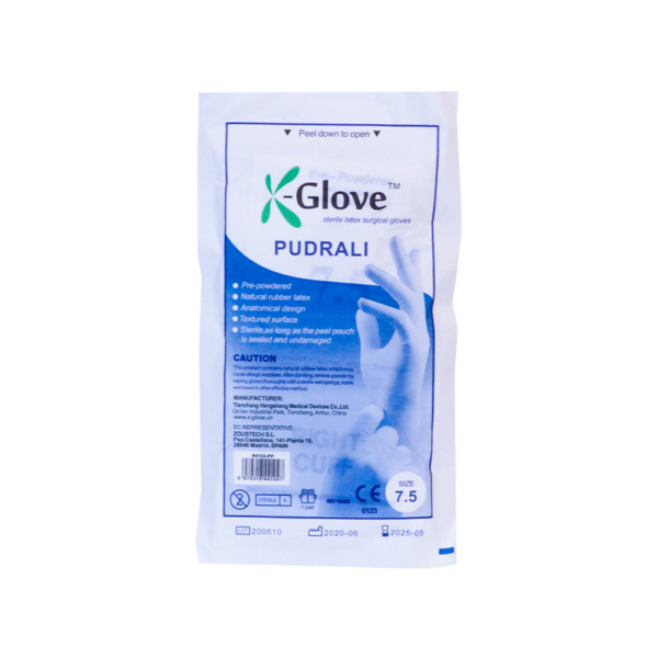 X-Glove Latex cərrahi pudralı əlcək-steril (iç üz)