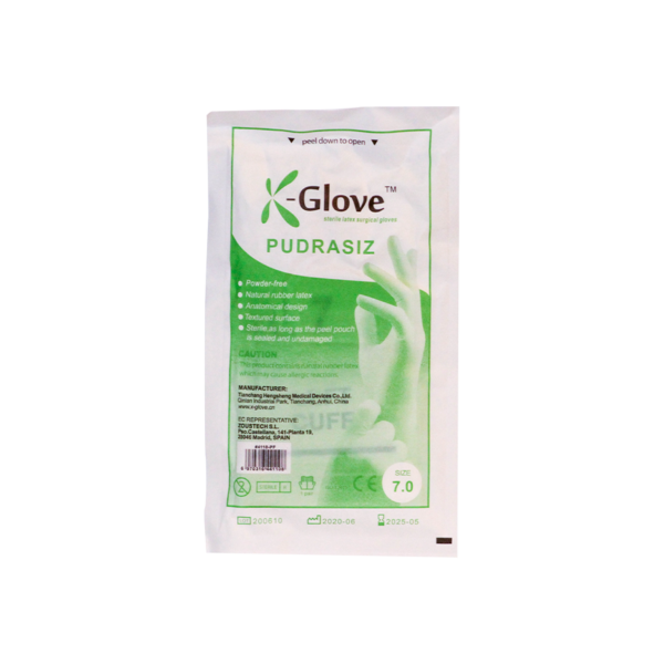 X-Glove Latex cərrahi pudrasız əlcək-steril (iç üz)